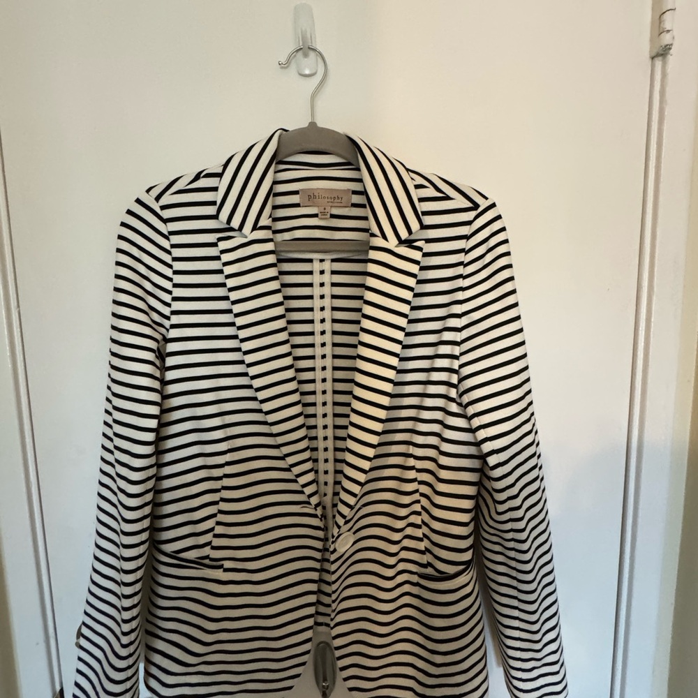 Philosophy Black and White Striped Blazer